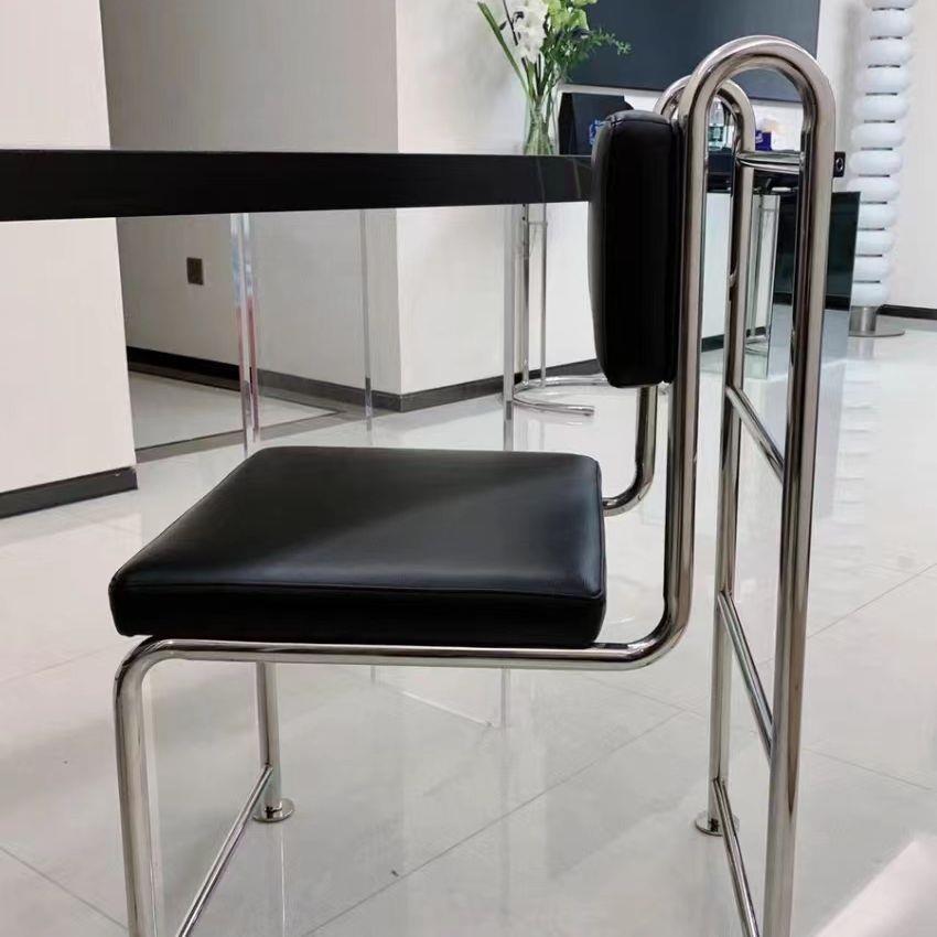 中古不锈钢椅子复古风餐椅家用咖啡厅椅子设计师创意个性民宿椅子