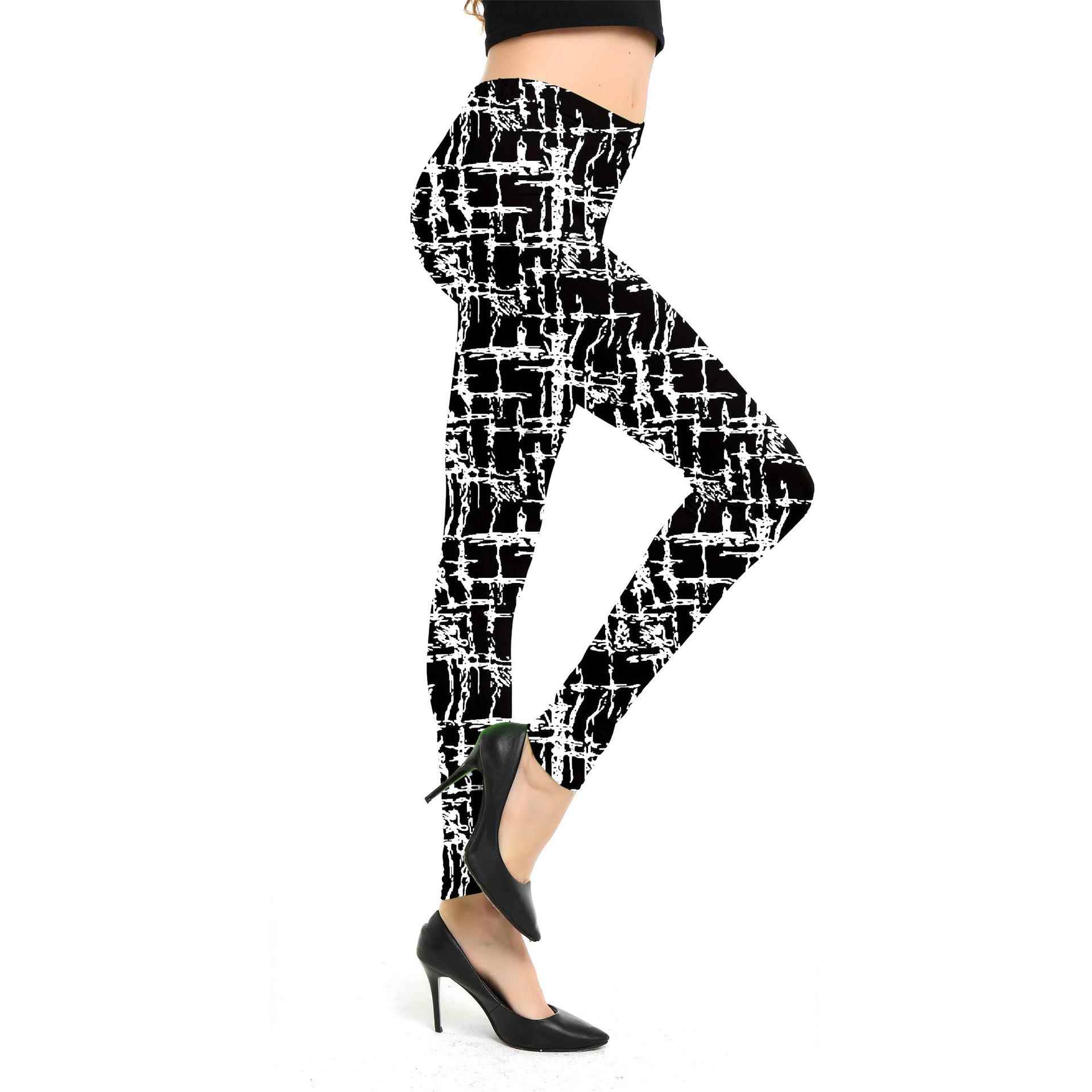Sports Classic Plaid Pants Leggings Striped Fashion Elastic