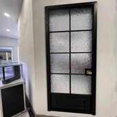 黑色法式 卫生间水波纹玻璃平开门外平内开定制卧室厕所老钢窗隔断