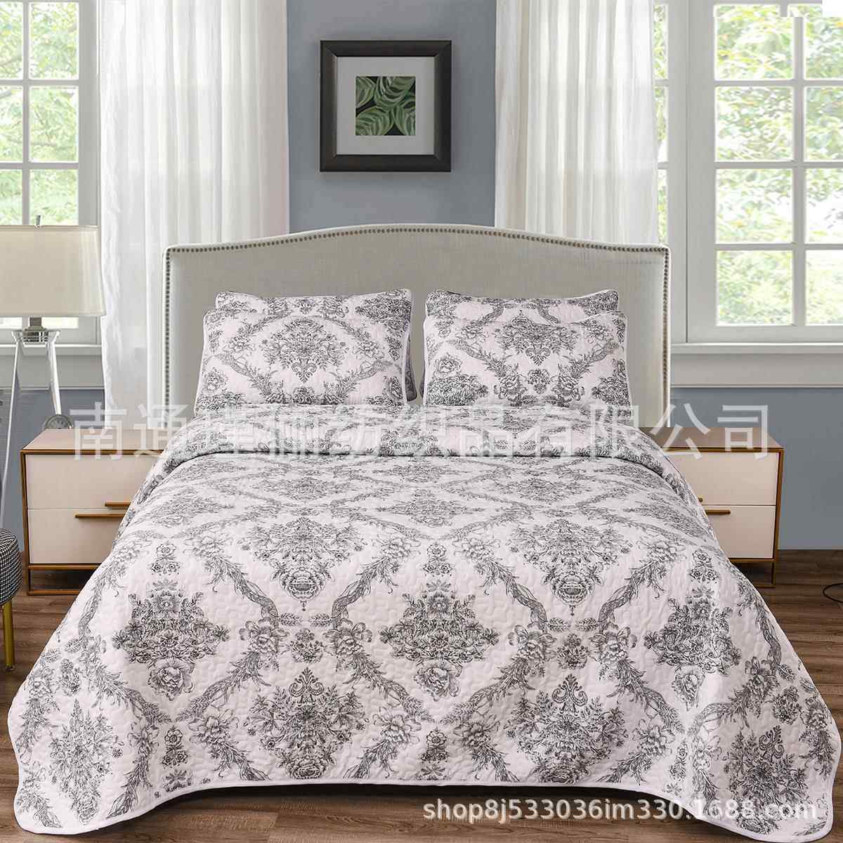 三件套几何图案波西米亚风绗缝床盖 ，缝制绗缝床上用品