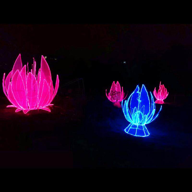 LED发光荷花户外景观LED雨伞挂树灯草坪节日装饰公园广场亮化灯