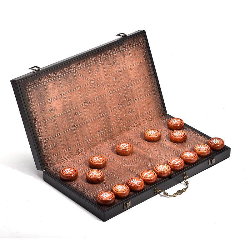 高档中国红木实木象棋紫光檀花梨阴雕创意礼品实木折叠棋盘盒套装