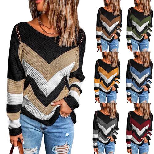 Color blocked top snow color blocked knitted