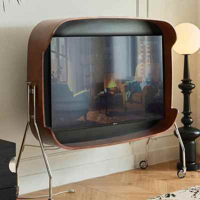 中古风实木可移动电视柜支架落地简约卧室小户型可储物橡木客厅