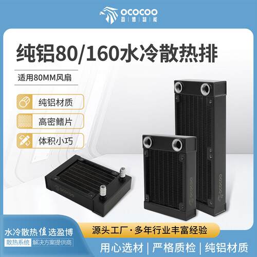 纯铝80排160水冷排 ITX机箱迷你发动机电摩散热排电脑diy散热器