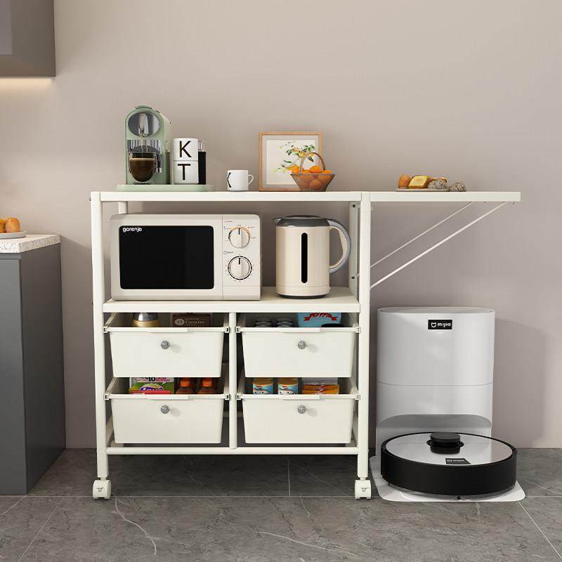 厨房微波炉置物架咖啡机摆放台移动餐柜小推车宝宝喂 养台收纳柜