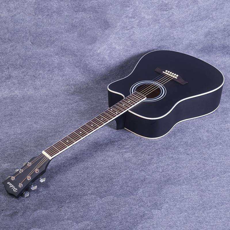 41寸民谣吉他guitar 初学椴木吉它 哑光黑色 缺角练习琴厂家