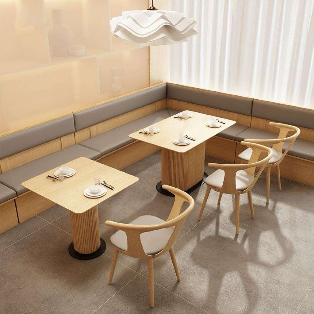 西餐厅靠墙卡座沙发日料店饭店中式茶餐厅饭店桌椅餐饮实木沙发椅