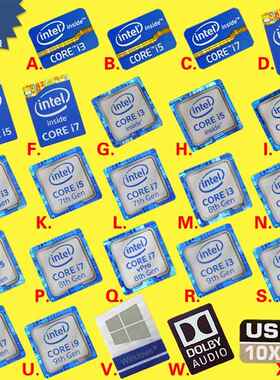 原装2 3 4 5 6 7 8 9代 cpu i9 i7 i5 i3笔记本电脑贴纸装饰标签