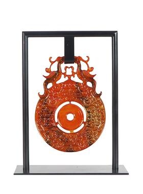 LXZ高玉端龙纹扣中式茶室展示柜古架茶台书房陈列装博饰品玉璧新