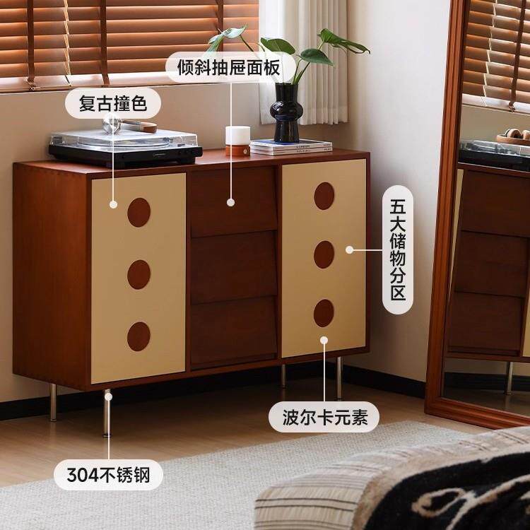 北HS0814欧木餐边柜家用户不锈钢型多功能茶水柜实客厅中古储物玄