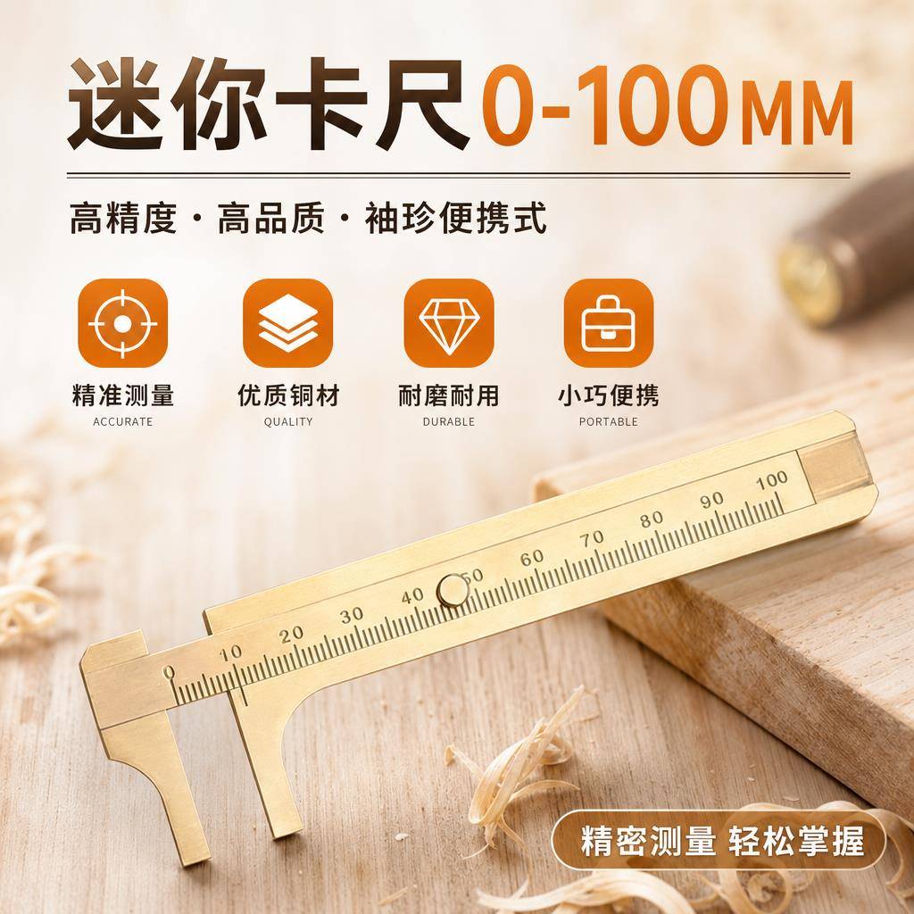 数显游标卡尺工业级高精度纯铜测量迷你文玩家用油标核桃铜卡尺
