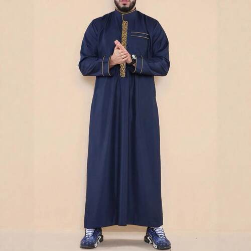 Standing collar embroidery ethnic clothing robe men's robe