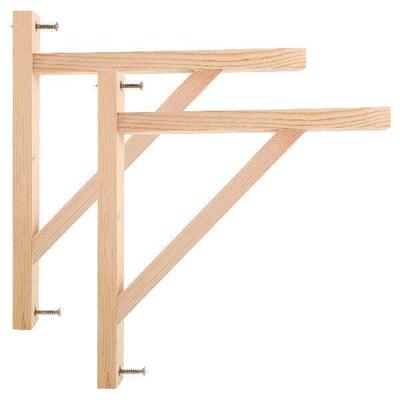 2 Pcs Solid Wood Tripod Stand Shelfs Wall Shelves Brackets