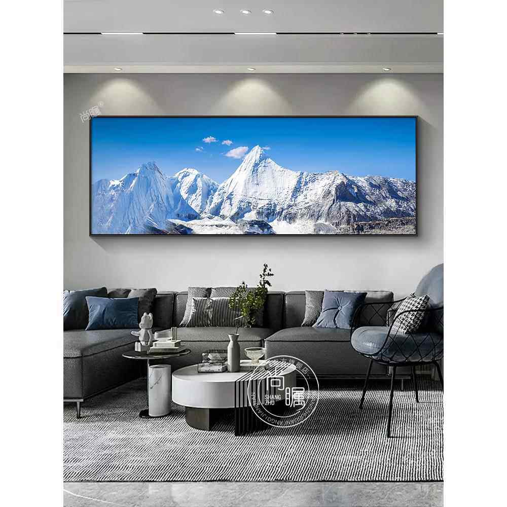 稻城亚丁风景画客厅装饰画沙发背景墙壁挂画轻奢大气央迈勇雪山