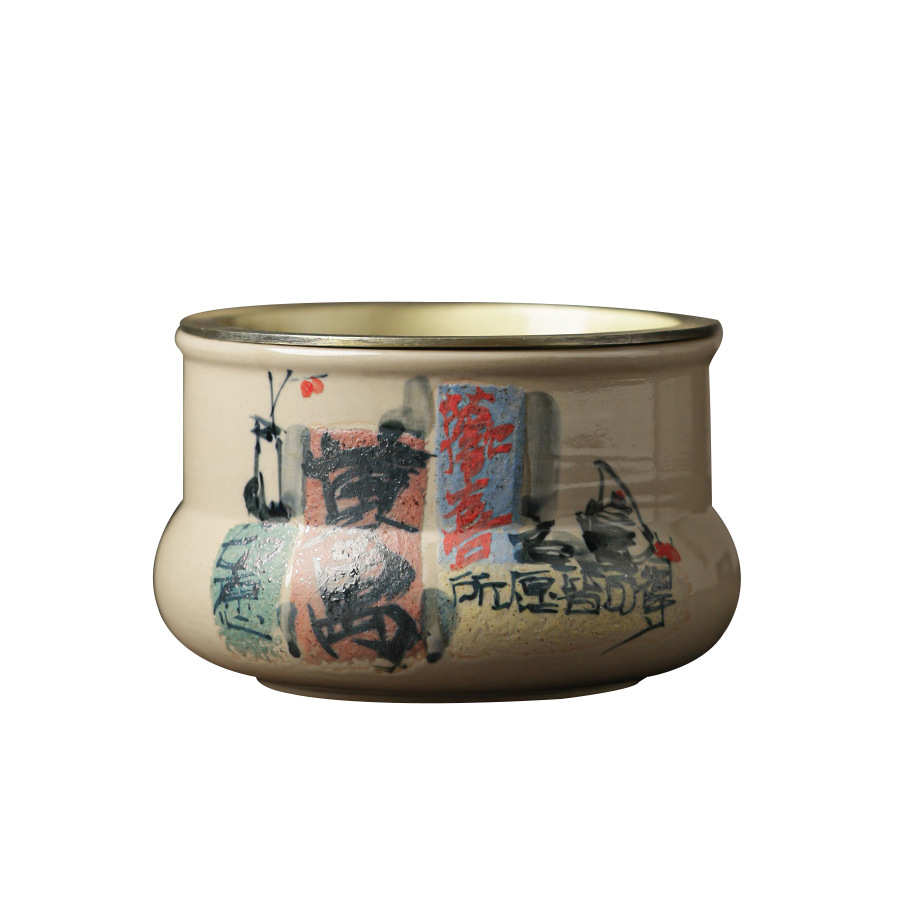 锦灰堆手绘建水茶洗家用陶瓷茶渣缸茶水缸茶具配件废水桶水盂水洗