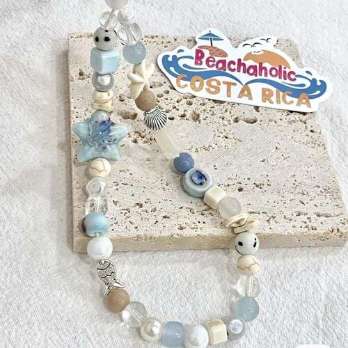 Summer Sea Breeze Blue Star Phone Chain Charm Wrist Strap