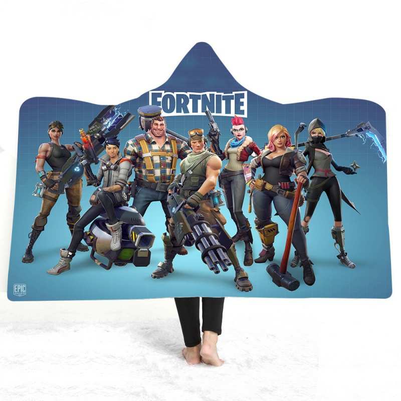 爆品爆款堡垒之夜Fortnite3D数码印花连帽毛毯毯子斗篷加厚双层