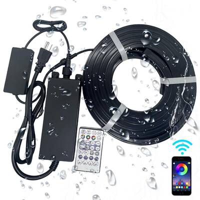 热销0713LED黑色霓虹灯带24V低压幻彩RGB柔性灯条黑色套管