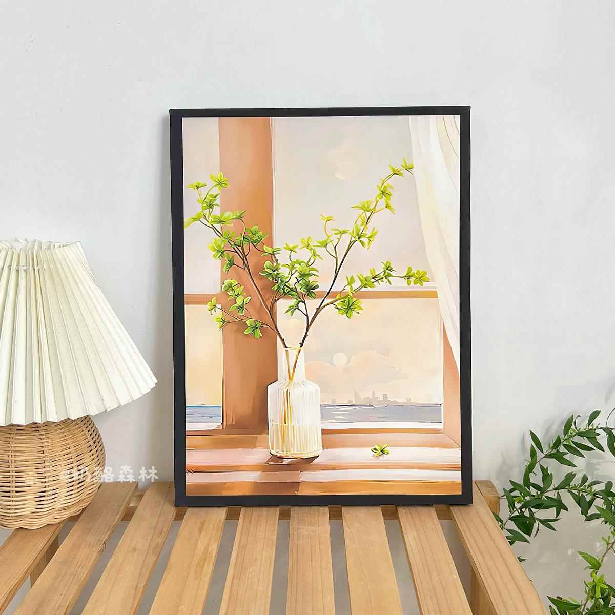 北欧风光影花卉框画玄关客厅摆台装饰画办公室电梯间沙发背景挂画图片