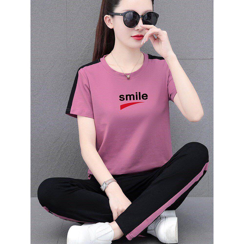薄款运动套装女2025年新款夏季妈妈装时尚夏装休闲纯棉短袖两件套
