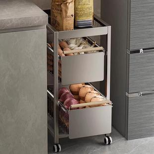 厨房置物架小推车抽屉式放蔬菜篮子夹缝窄缝多功能落地置物架