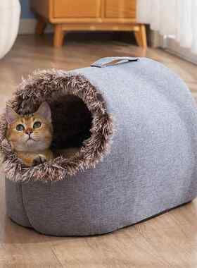 秋冬季绒猫猫窝封闭式梦舒雅宠物窝睡袋大号猫窝深度睡眠狗窝加窝