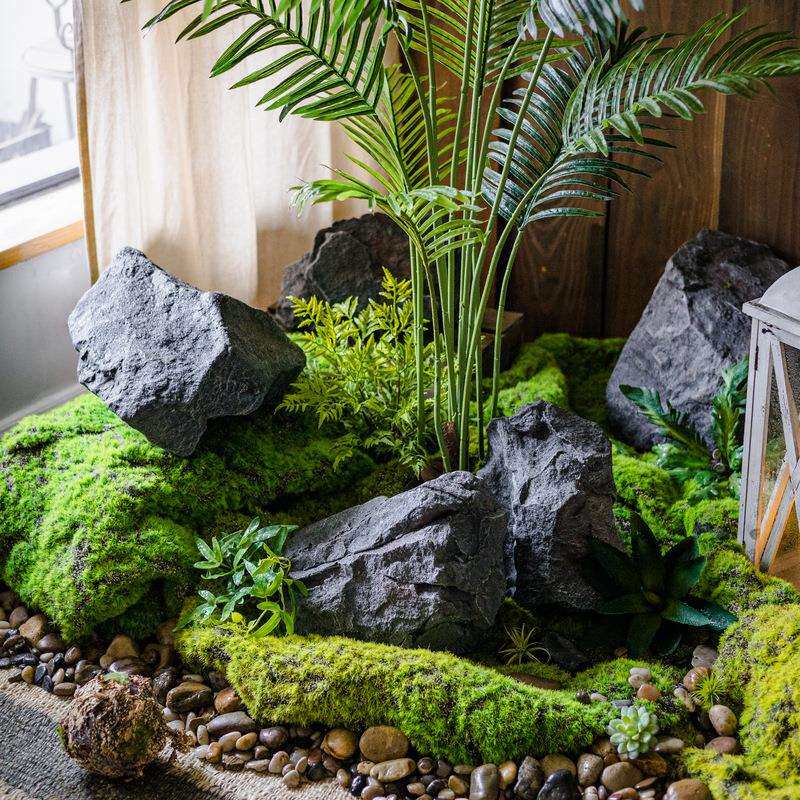 泡观沫石头中塑54510036式室内绿植景造园林假景山摆件户外石头雕
