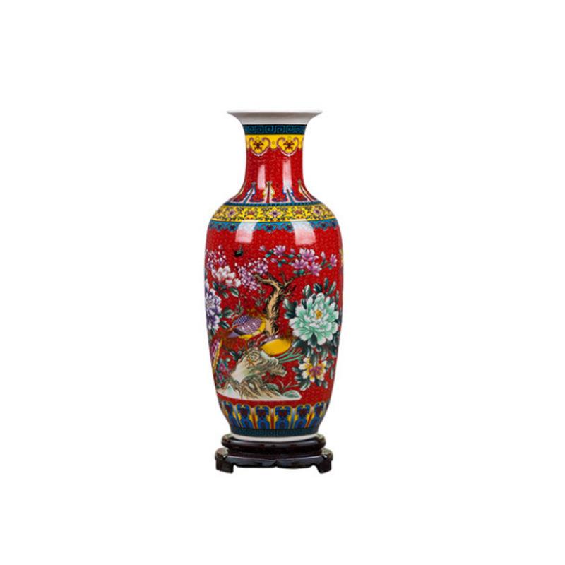 景德镇陶瓷器中式花瓶客厅插花器家居装饰格摆件珐琅彩落地花瓶