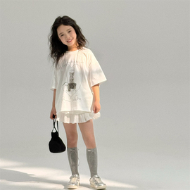 甜美风白色短袖T恤+半身裙夏季女童时髦洋气层层蛋糕裙韩版短裙潮