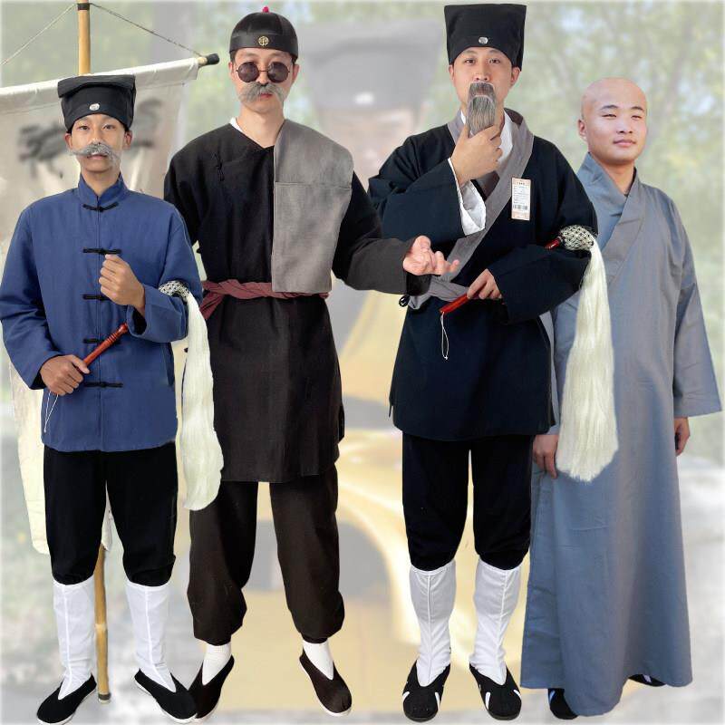 棉麻道士服装男古装居士道服中式僧衣僧服道元素衣服道装汉服道袍