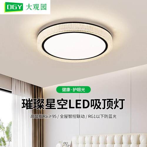 现轻奢圆形卧室吸顶灯简约大气温馨护眼LED主卧新款吸顶灯055L