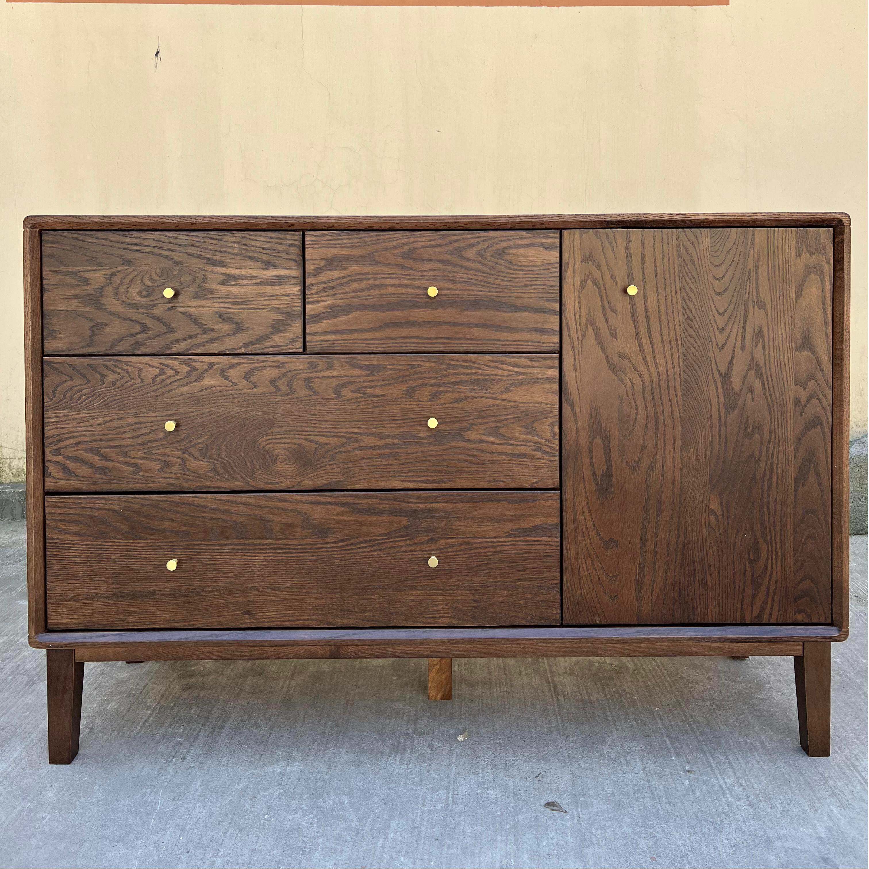 纯实木斗柜北欧卧室抽屉柜全橡木收纳柜子置物柜家用带门斗橱家俱