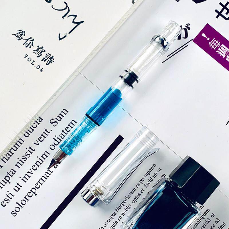活塞式上墨水钢笔透明大容量学生练字专用明尖彩墨彩色墨水笔