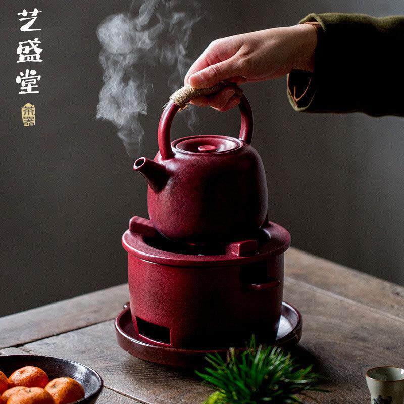 山楂红户外烤炉围炉煮茶炉家用防爆裂可干烧炒茶壶橄榄碳炉明火炉