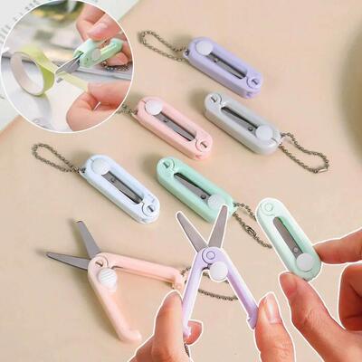 Cute Mini Portable Scissors Simple Folding Paper Cutter Stud