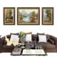 欧美式 饰画现代艺术 客厅风景山水三联晶瓷画轻奢油画沙发背景墙装