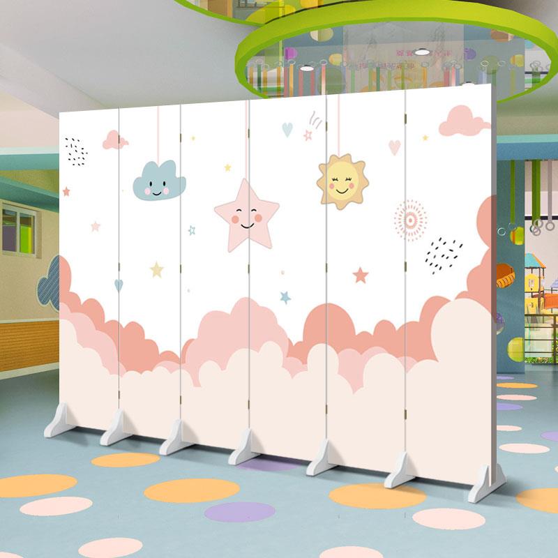 卡通儿童屏风隔墙客厅叠简约家用卧室移动折叠活动床边幼儿园遮挡