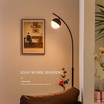 中古风地灯客厅旁沙发置物架一体无线充卧室简落约轻奢高86803级