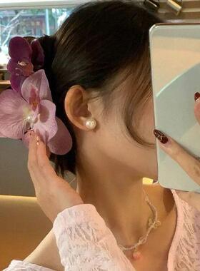 Hair Accessories Flower Hair Clip Hair Ornament Pink Orchid