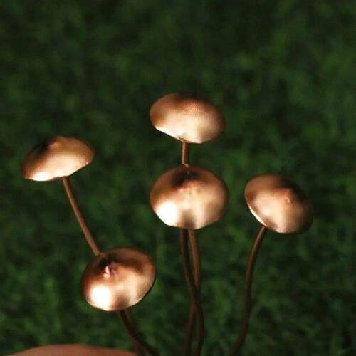 Charming Metal Mushroom Garden Stakes Rustic Handmade