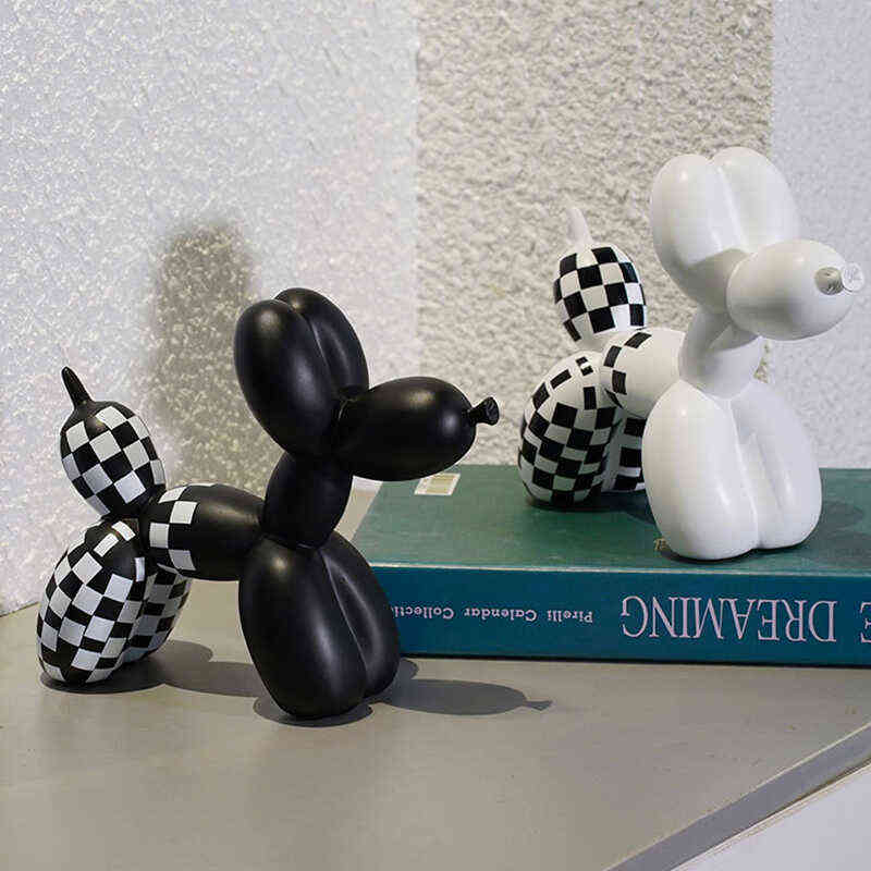 黑白格子气球狗摆件创意电视柜酒柜客厅玄关儿童房书房装饰品道具