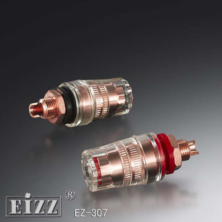 EIZZ 纯铜镀紫铜透明接线柱EZ-307 纯铜音响功放喇叭接线柱香蕉座