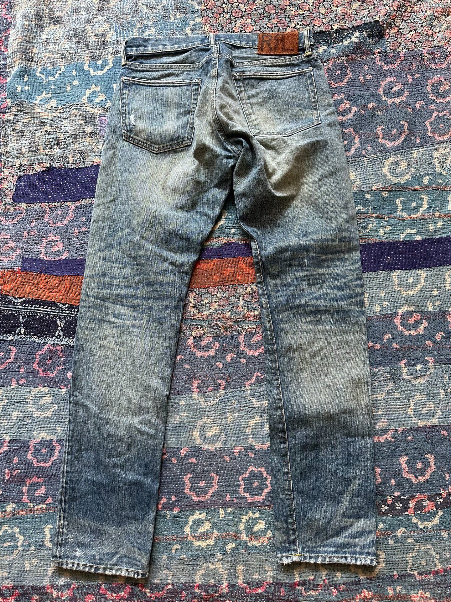 RRL Distressed Vintage Washed Straight Jeans — front
