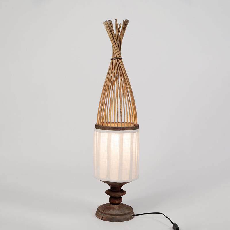 销售手工编制木制竹丝工艺落地台灯田园温馨民宿装饰灯具