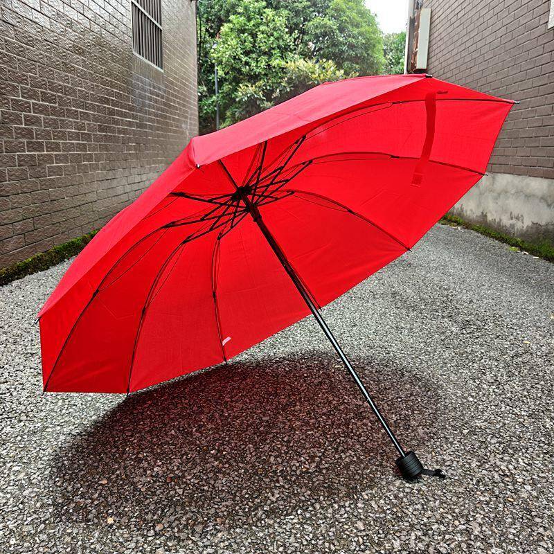 红色雨伞结婚大红色三折伞手动折叠红伞表演舞台拍照用道具双人伞