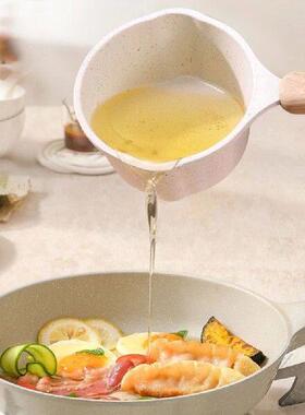 Cooking Saucepan with Pour Spout Butter Melting Pot Wooden