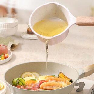 Cooking Saucepan with Pour Spout Butter Melting Pot Wooden