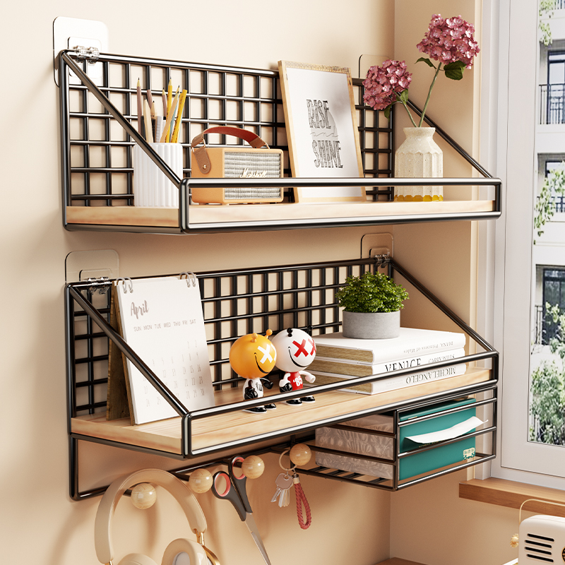 墙上置物架免打孔学生寝室床头上铺宿舍神器墙壁挂篮卧室收纳架子