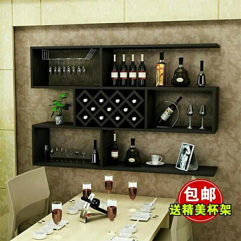 包邮悬挂式酒架酒柜墙上置物架餐厅吧台实木简约壁挂墙壁装饰架